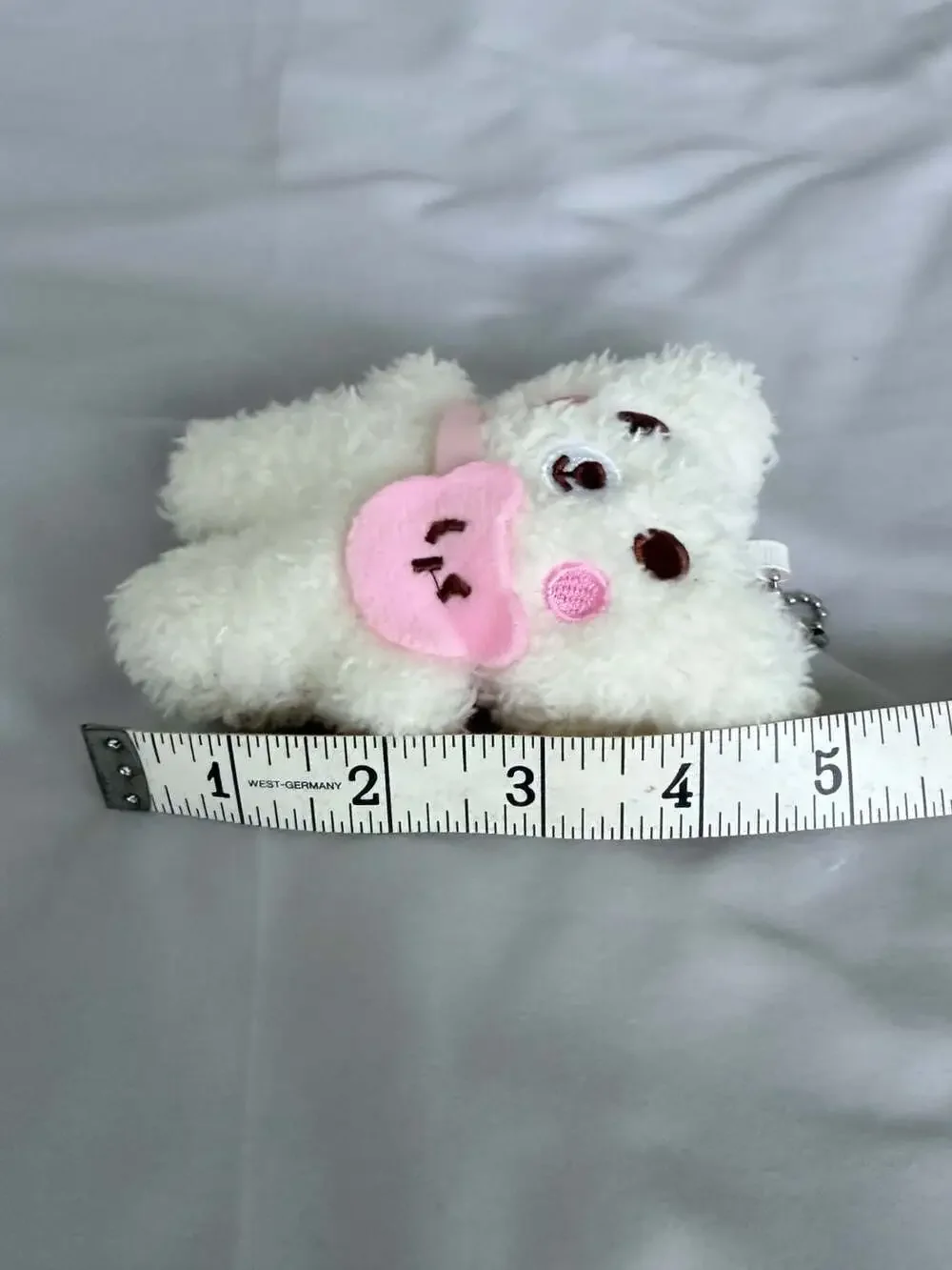 Cute White Bear Plush Keychain 3 Inch Pink Bag Charm